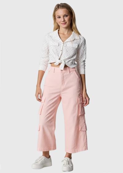 Vanesa rozā bikses ar kargo tipa kabatām - back
