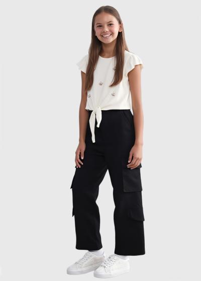 Vanesa melnas bikses ar kargo tipa kabatām - back