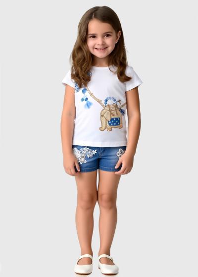 Valeriya zili džinsa šorti ar aplikāciju - back