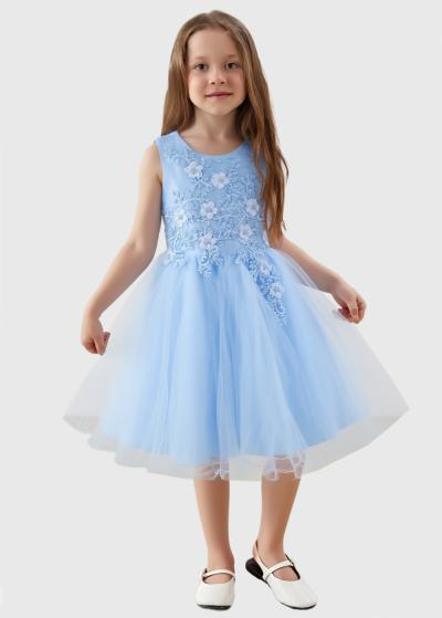 Keito gaiši zila kleita ar dekoratīvu topu  - back