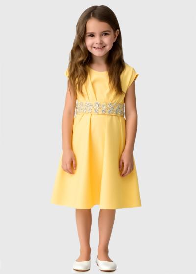 Kamilya dzeltena kleita ar jostu  - back