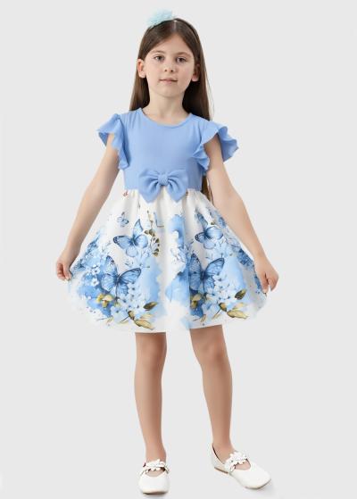 Libi gaiši zila kleita ar rakstu - back