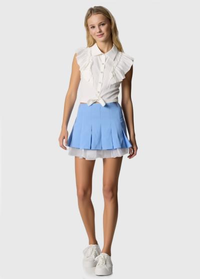 Sagara gaiši zili svārki ar ieloci - back