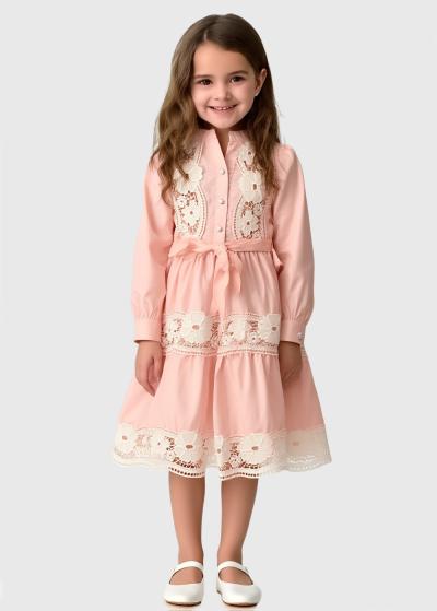 Korra rozā kleita ar mežģīņu detaļām - back