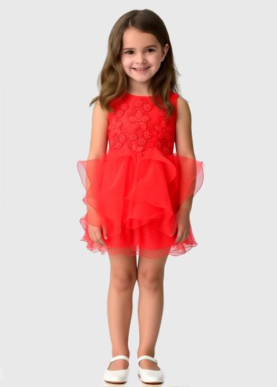 Kristína sarkana kleita ar dekoratīvu topu  - back