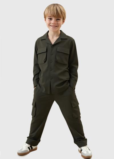 Chicho haki kostīms ar kargo tipa kabatām - back