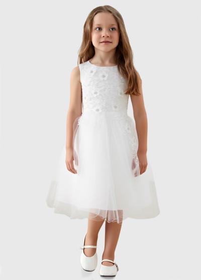 Keito balta kleita ar dekoratīvu topu  - back