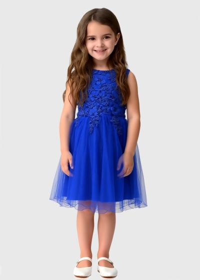 Keito zila kleita ar dekoratīvu topu  - back