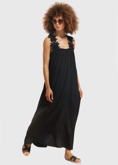 Yaralla melna gara kleita ar atvērtu muguru  - back