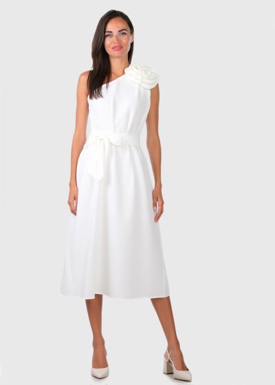 Yanira balta kleita uz viena pleca  - back