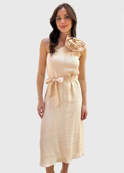 Yanira gaiši rozā kleita uz viena pleca  - back