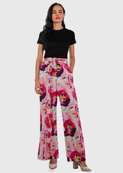 Yasmina rozā platas bikses ar rakstu - back