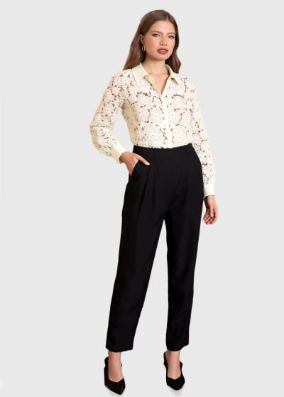 Victoria bēša mežģīņu blūze - back