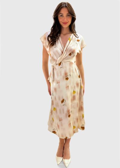 Velta bēša kleita ar rakstu - back