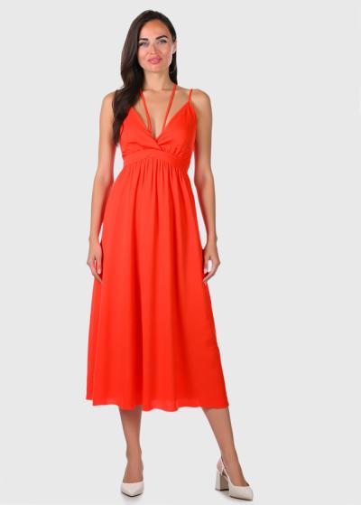 Zaida sarkana vakarkleita ar atvērtu muguru  - back