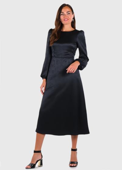 Vrinda melna kleita ar garām piedurknēm - back