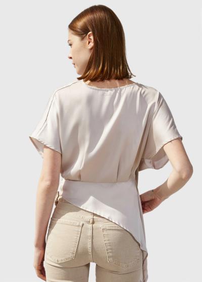 Violeta bēša blūze ar aukliņām - back