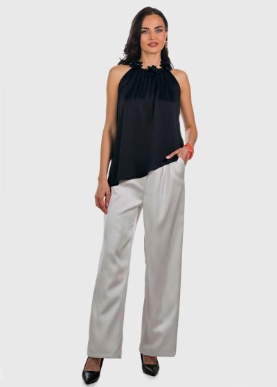 Trianna melns tops ar asimetrisku malu  - back