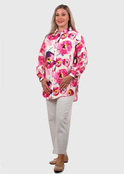 Yasmina rozā blūze ar ziedu rakstu  - back