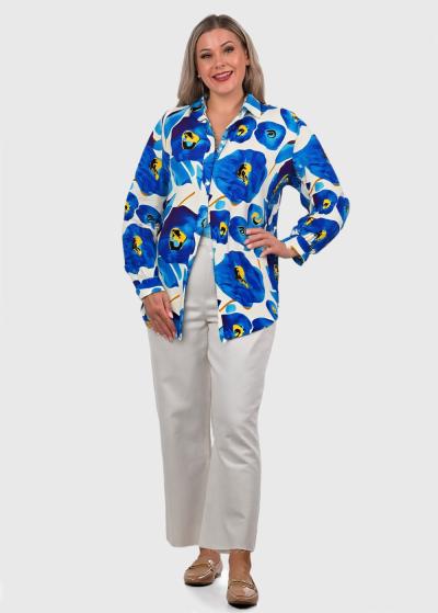 Yasmina zila blūze ar ziedu rakstu  - back