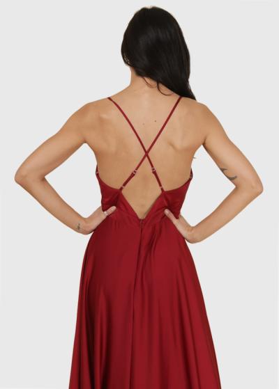 Ardina sarkana vakarkleita ar atvērtu muguru  - back