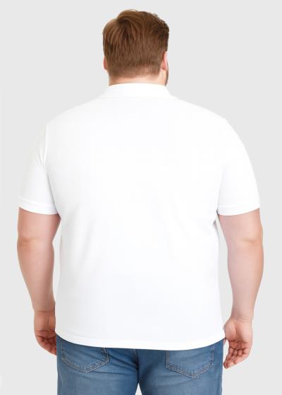 Rocco Lielo izmēru balts vīriešu polo krekls ar kabatu - back