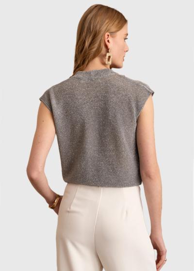 Tanja sudraba tops ar V-veida izgriezumu  - back