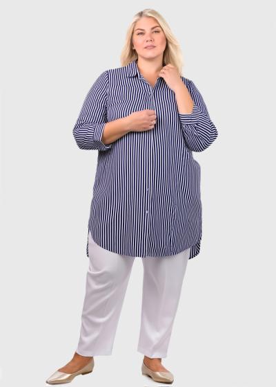 Aniceta Lielo izmēru tumši zila pagarinātā blūze - back