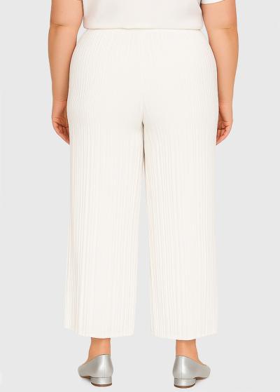 Tehila Lielo izmēru baltas plisētas bikses - back