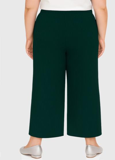 Tehila Lielo izmēru tumši zaļas plisētas bikses - back
