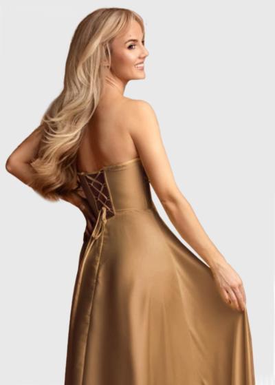 Tarie zelta gara vakarkleita ar šķēlumu - back