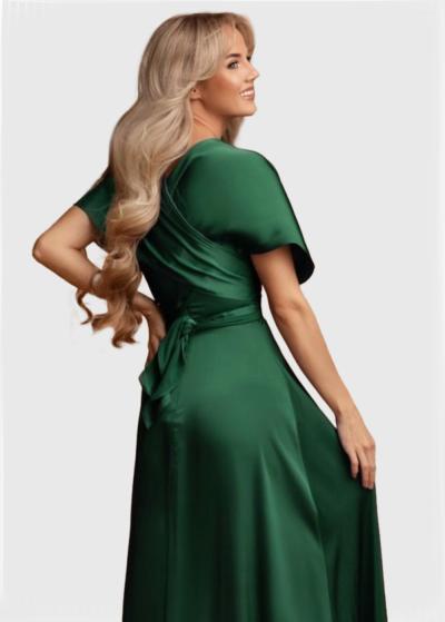 Bibi zaļa gara vakarkleita - back