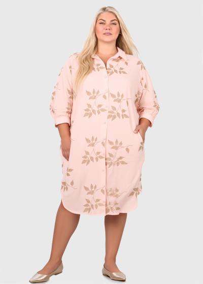 Asmita Lielo izmēru rozā kleita ar pogām - back