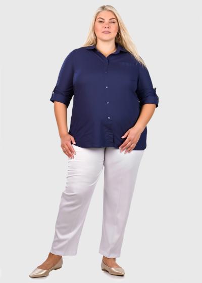 Amy Lielo izmēru tumši zils krekls ar kabatām - back