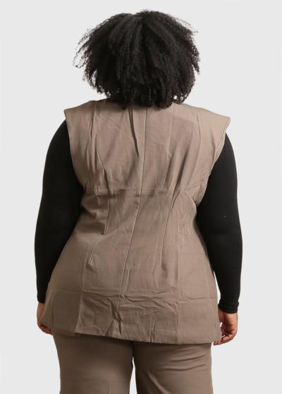 Tefia Lielo izmēru brūna pagarināta veste - back