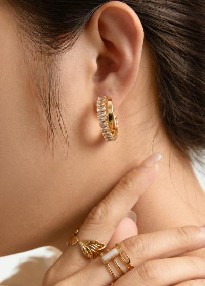 Tulia zelta krāsas auskari ar kristāliem - back