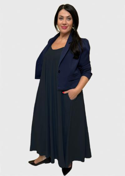 Emma melna brīva piegriezuma kleita - back