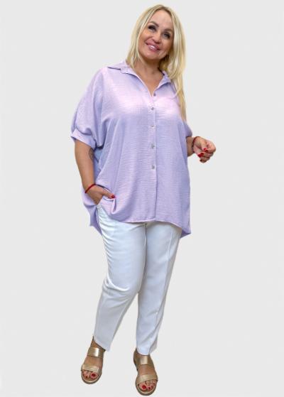 Iris gaiši violets krekls ar pogām - back