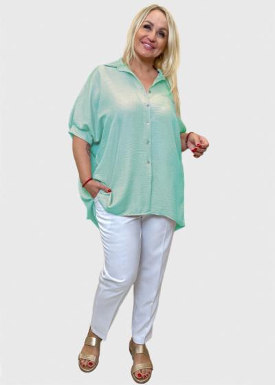 Iris piparmētru krekls ar pogām - back