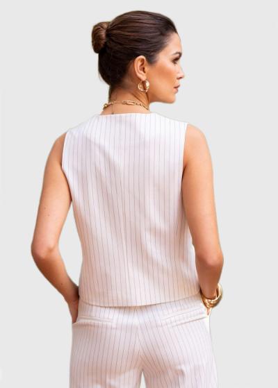 Taeyeon balta svītraina veste - back