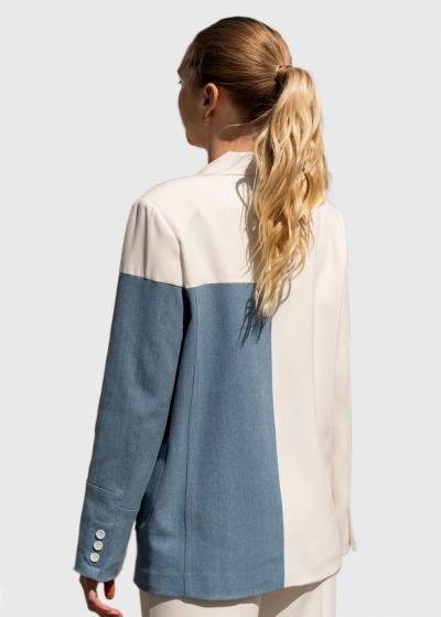 Clemita balta sieviešu žakete ar kabatām - back