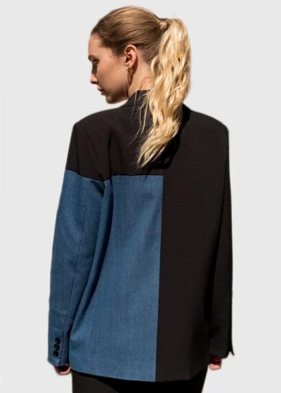 Clemita melna sieviešu žakete ar kabatām - back