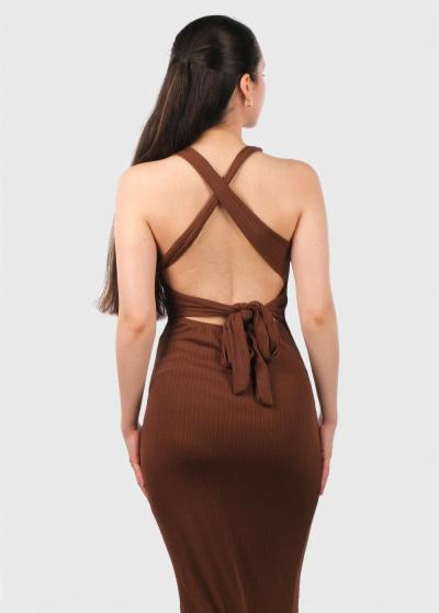 Candle brūna pieguļoša kleita  - back