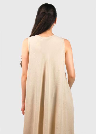 Tala bēša brīva piegriezuma kleita - back