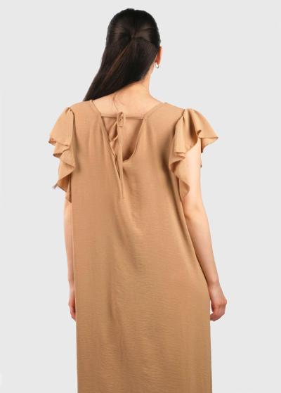 Tansy gaiši brūna kleita ar volānu  - back