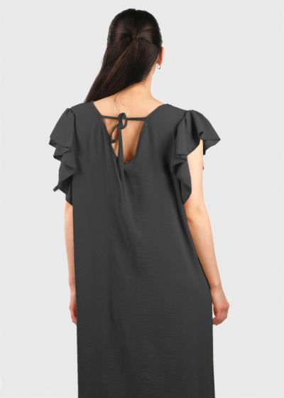 Tansy melna kleita ar volānu  - back