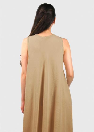 Tala gaiši brūna brīva piegriezuma kleita - back