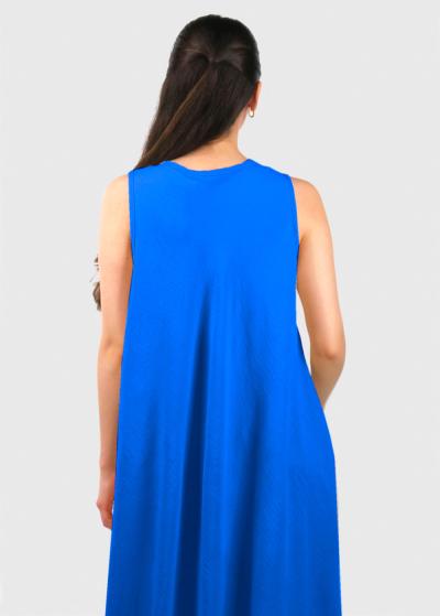 Tala zila brīva piegriezuma kleita - back