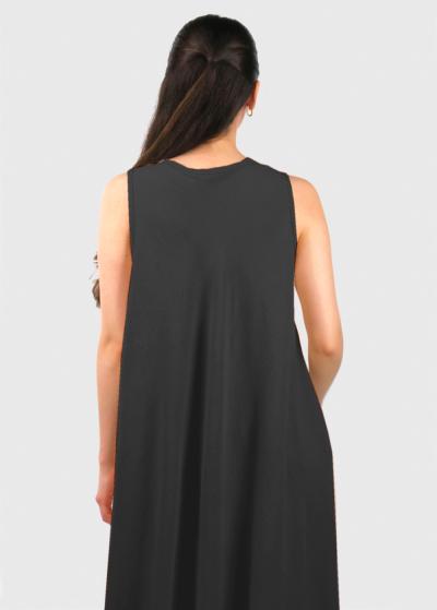 Tala melna brīva piegriezuma kleita - back