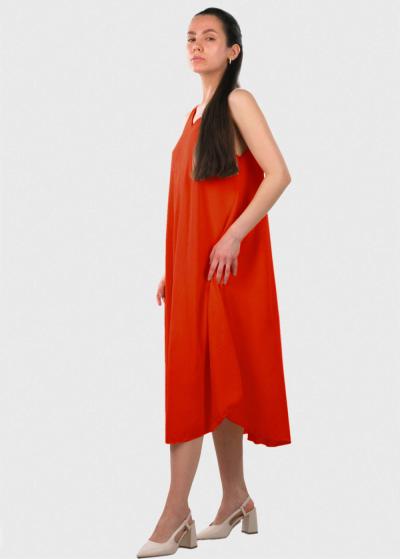 Tala oranža brīva piegriezuma kleita - back